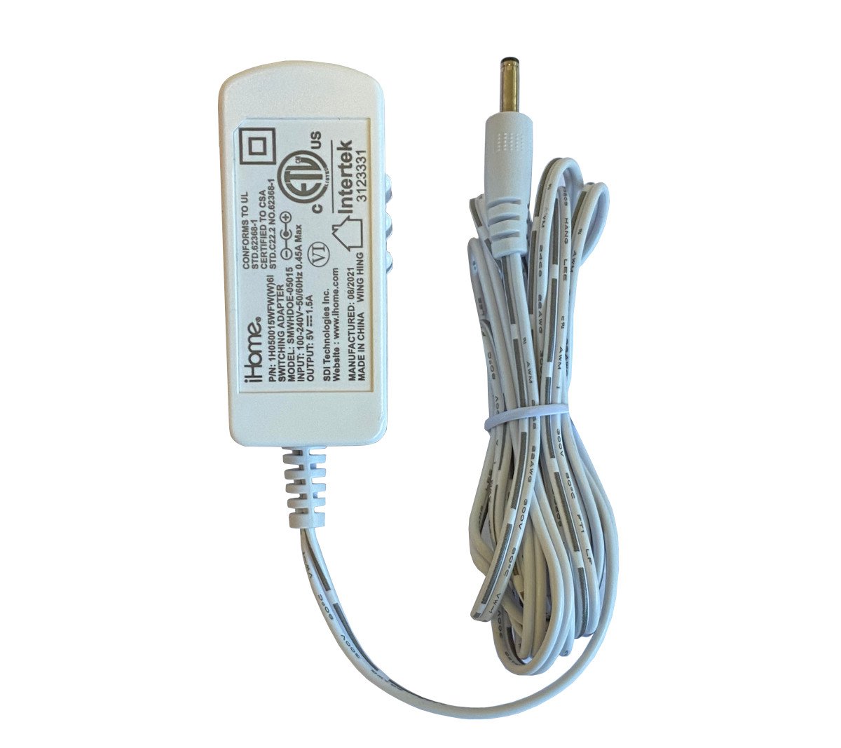 iHome 1H050015WFW(W)6i 5V, 1.5A AC Power Adapter 3.5mm jack (iOP235)