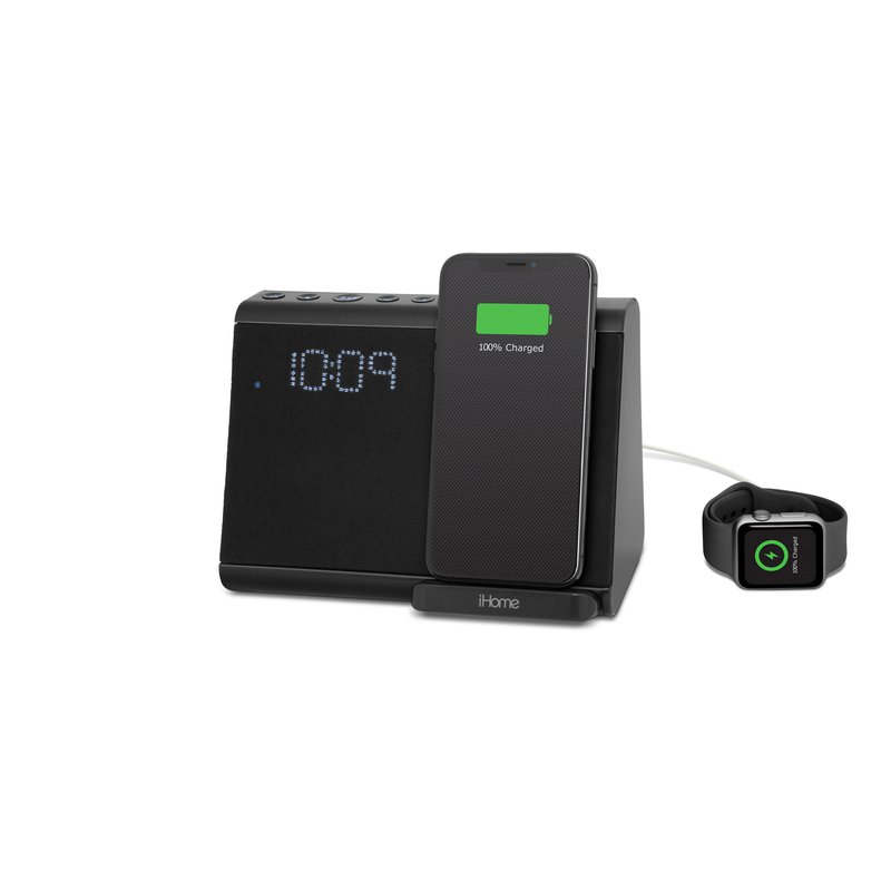 iHome iBTW390 Wireless Fast Qi Charging Bluetooth Dual Alarm Clock with