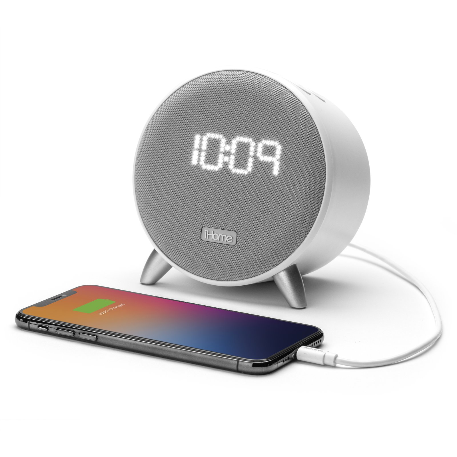 iHome iOP235W Bluetooth Alarm Clock with USB Charging